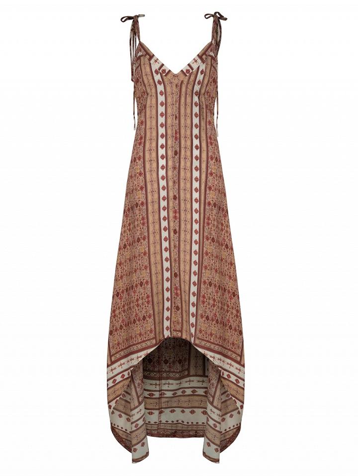 Choies Red V Neck Geometric Print Maxi Cami Dress