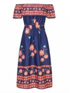 Choies Multicolor Off Shoulder Floral Ruffle Hem Dress
