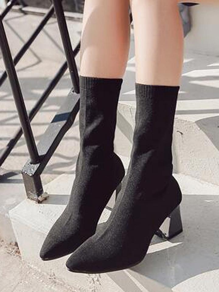 Choies Black Pointed Heeled Boots