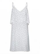Choies White V-neck Polka Dot Layered Top Backless Cami Dress
