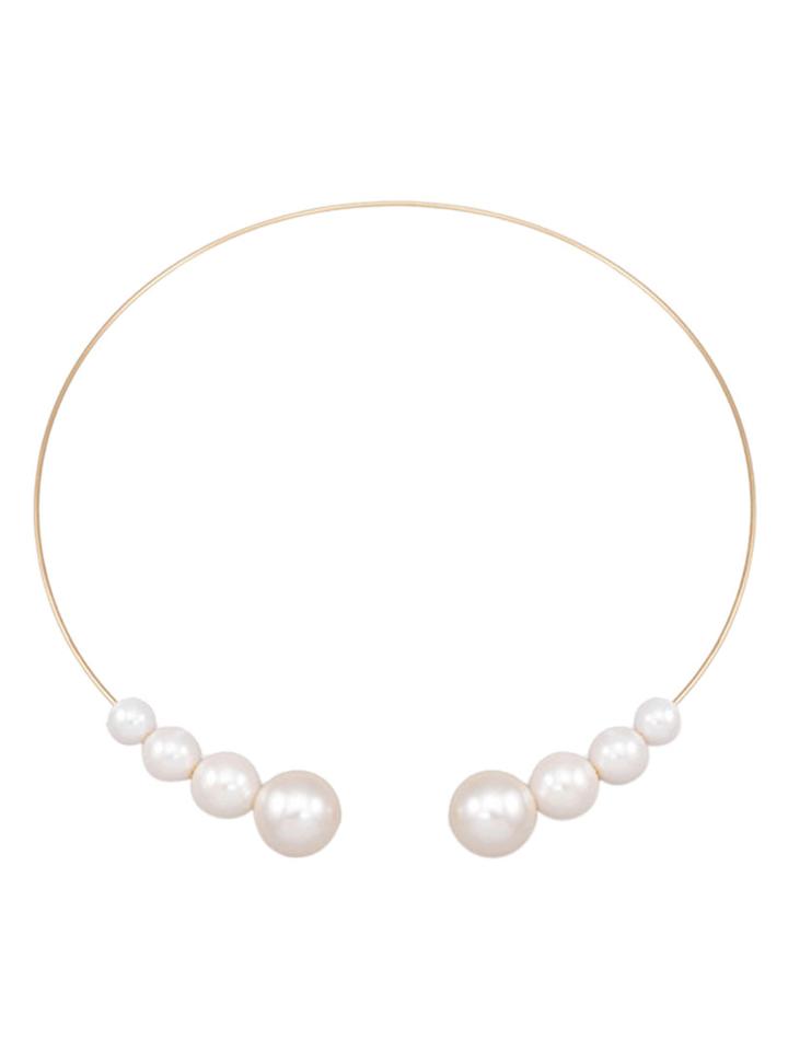 Choies White Faux Pearl Open Choker Necklace