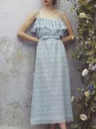 Choies Light Blue Cotton Blend Cut Out Detail Chic Women Cami Midi Dress