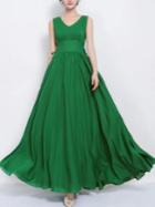 Choies Green Chiffon Maxi Dress With Tie