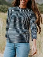 Choies Monochrome Stripe Button Back Long Sleeve T-shirt