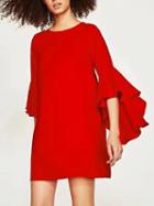 Choies Red Flare Sleeve Shift Mini Dress