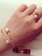 Choies Faux Pearl Bangle Bracelet And Ring Pack