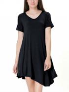 Choies Black Asymmetric Hem Short Sleeve Tee Dress