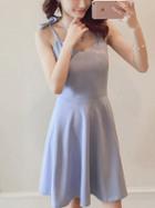 Choies Blue Strap Cross Backless Bow Detail Mini Dress