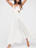 Choies White Halter Thigh Split Open Back Maxi Dress