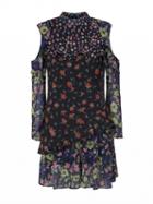 Choies Multicolor Floral Cold Shoulder Cut Out Back Ruffle Detail Dress