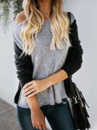 Choies Multicolor Dipped Hem Long Sleeve Chic Women Sweater