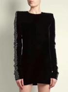 Choies Black Velvet Stud Detail Long Sleeve Mini Dress