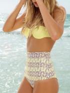 Choies Yellow Push Up Bikini Top And Floral Hollow High Waist Bottom