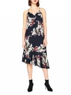 Choies Polychrome Floral V-neck Open Back Ruffle Hem Midi Dress