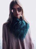 Choies Dark Green Fluffy Faux Fur Triangle Scarf