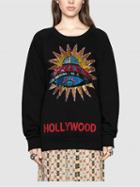 Choies Black Embroidery Letter Sequins Long Sleeve Knit Sweater