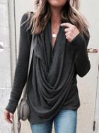 Choies Black Cowl Neck Long Sleeve T-shirt