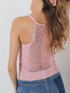 Choies Pink V-neck Sheer Lace Back Ribbed Cami Top