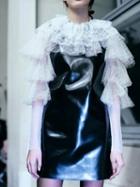 Choies Color Block Lace Trim Mesh Panel Leather Look Mini Dress
