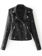 Choies Black Stud Detail Leather Look Biker Jacket