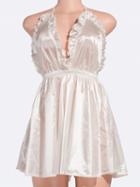 Choies White Satin Look Halter V-neck Open Back Romper Playsuit