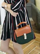 Choies Dark Green Leather Look Buckle Detail Chain Strap Cross Body Bag