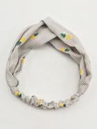 Choies Gray Stripe And Pineapple Print Twist Headband