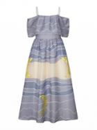 Choies Purple Contrast Off Shoulder Ruffle Moon Patch Cami Maxi Dress
