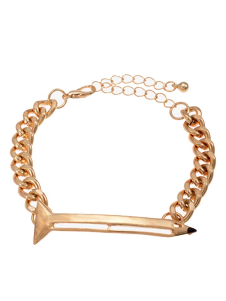 Choies Golden Cut Out Pencil Chunky Chain Bracelet