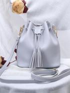 Choies Gray Tassel Drawstring Detail Bucket Shoulder Bag