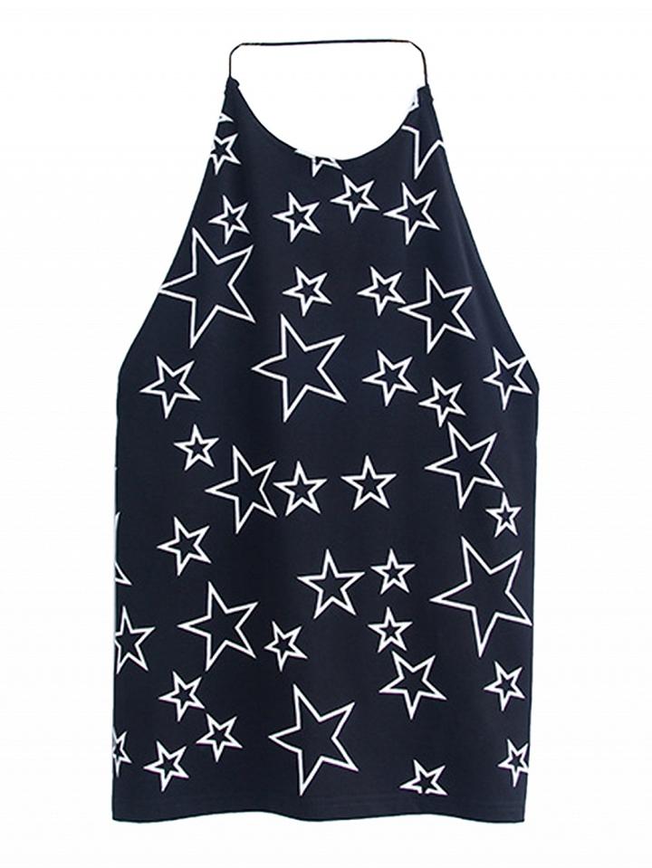 Choies Black Halter Star Print Backless Vest