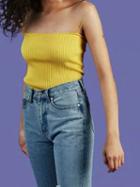 Choies Yellow Ribbed Chic Women Cami Top