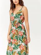 Choies Green Spaghetti Strap V-neck Floral Print Tie Waist Maxi Dress