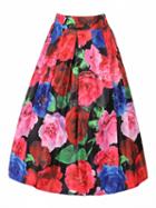 Choies Multicolor Floral High Waist Skater Midi Skirt