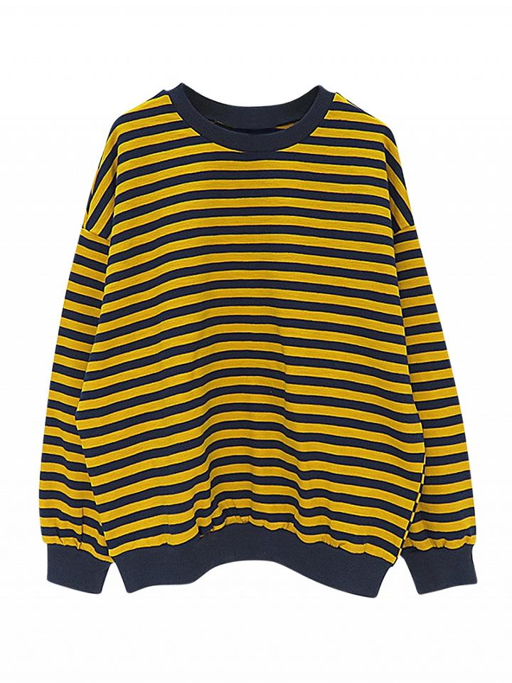 Choies Yellow Stripe Drop Shoulder Long Sleeve Sweatshirt