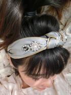 Choies Silver Satin Look Diamond Embellished Vintage Women Headband