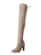 Choies Beige Stretch Lacing Back Heeled Over The Knee Boots