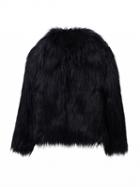 Choies Black Vintage Style Faux Fur Coat