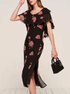 Choies Black Floral Layered Top Backless Side Split Midi Dress