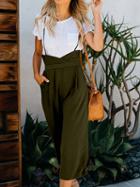 Choies Army Green Spaghetti Strap Pocket Detail Open Back Chic Women Jumpsuit