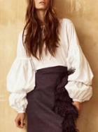Choies White Ruched Detail Puff Sleeve Shirt