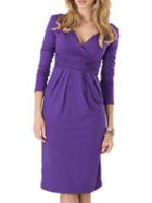 Choies Purple Wrap Front Plunge Long Sleeve Ruched Bodycon Dress
