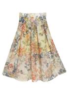 Choies Yellow Floral Leaves Print High Waist Skirt