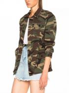 Choies Camouflage Print Stud Detail Tie Waist Denim Jacket