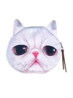 Choies White Big Eyes Cat Coin Purse