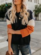 Choies Black Contrast Panel Long Sleeve Women Sweater