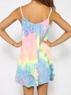 Choies Rainbow Tie Dye Weave Spaghetti Strap Shift Dress