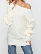 Choies White Ruffle Trim Long Sleeve Chic Women Knit Sweater