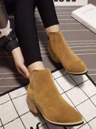 Choies Brown Suedette Pointed Zipper Side Ankle Boots