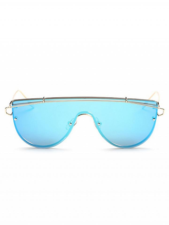 Choies Blue Half Frame Double High Bar Sunglasses